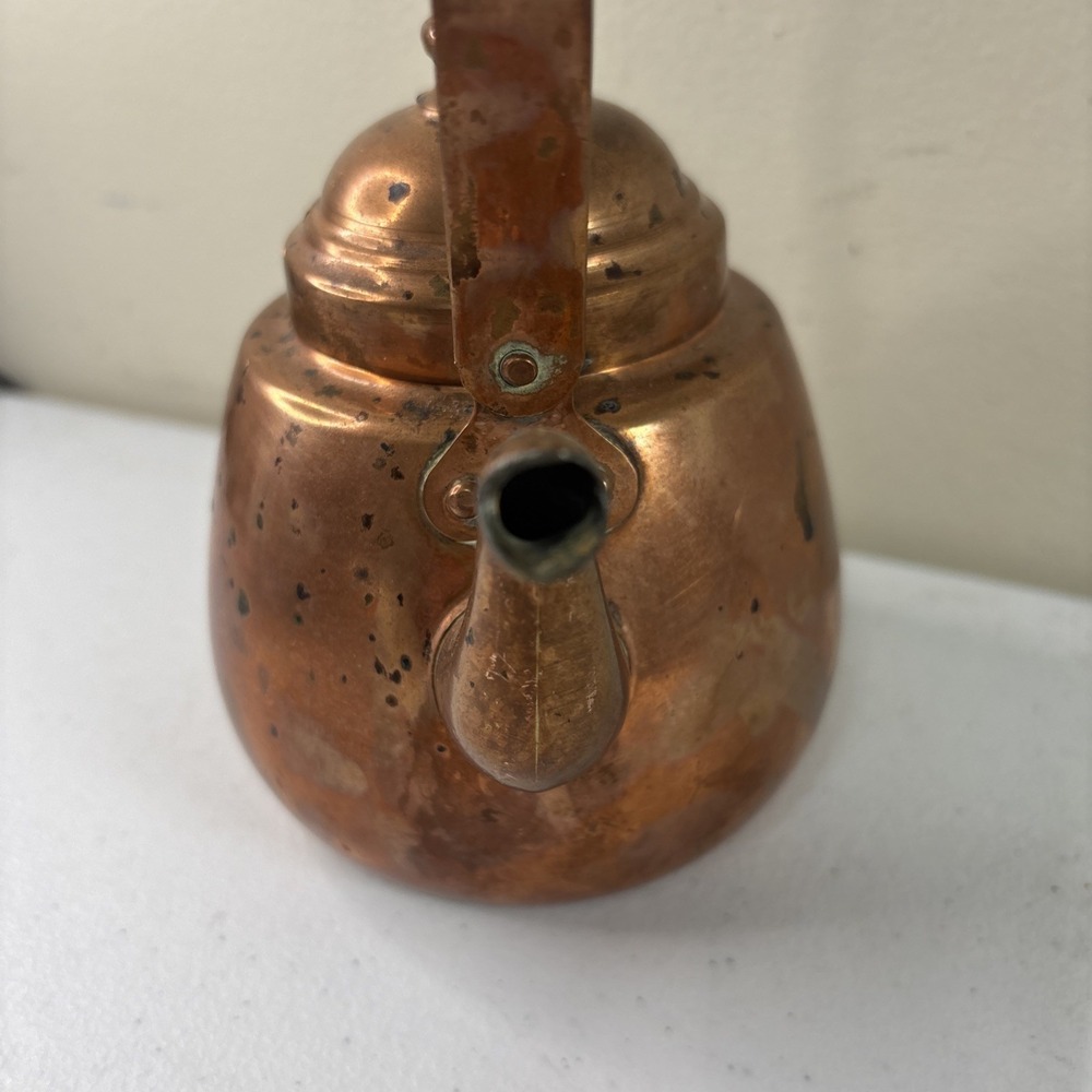 Vintage Small Copper OPA Helsinki Finland Teapot Tea Kettle With Patina - Picture 2 of 7